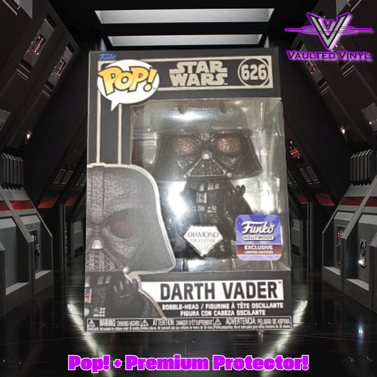 Star Wars Diamond Glitter Darth Vader Funko Hollywood Excl.Funko Pop! + Premium Soft Protector